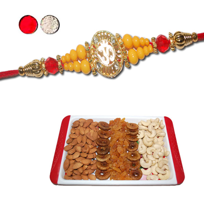 "Rakhi - FR- 8010 A (Single Rakhi), Dryfruit Thali - RD1000 - Click here to View more details about this Product